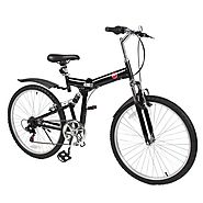 Best Choice Products® 26" Folding Mountain Bicycle 6 Speed Shimano Foldable Bike Black Color