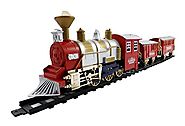 Classic Train Set for Kids with Smoke, Realistic Sounds, 3 Cars and 11 Feet of Tracks (13 pcs) colors may vary