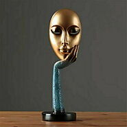 Golden Blue Abstract The Thinker Lady Statue for Home Decor Showpiece H- 40 cm - ArtiCraft