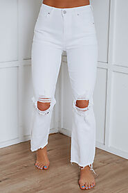 Rudy Straight Crop Jeans - White – Wild Oak Boutique