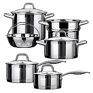 Duxtop Professional Stainless Steel Induction Cookware Set Impact-bonded Technology 10-pc Set