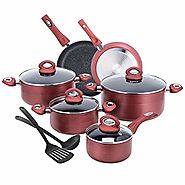CO-Z 12-PCS Cookware Set Teflon-Coated Nonstick Pots and Pans Set, Induction Compatible, with Bakelite Handle, FDA Ce...