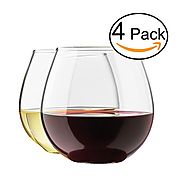 Stemless Wine Glass Set, 4-Pack, 15 Ounce Wine Tumbler Set, Shatter- Resistant High-Quality Glass