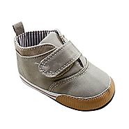 Weixinbuy Baby Boy's Canvas Soft Sole Velcro Sneaker High Shoe Khaki M