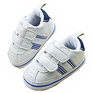 Toddler Boy Fuax Leather Crib Shoes Soft Sole Velcro Sport Sneakers