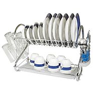 2 Tier Dish Rack with Tray - Home Basics Delux