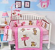 Baby Girl Monkey Crib Bedding Sets - Tackk
