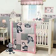 Baby Girl Monkey Crib Bedding Sets
