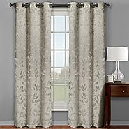 Pair of Two Top Grommet Claire Micro Suede Jacquard Blackout Weave Thermal Insulated Curtain Panels, Triple-Pass Yarn...