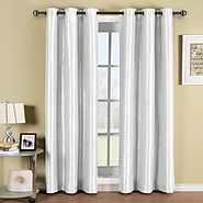Pair of Two White Top Grommet Blackout Curtain Panels, Triple-Pass Foam Back Layer, Elegant and Contemporary Soho 63 ...