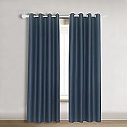 Blackout Curtains Amazlinen(TM) Toxic Free Solid Thermal Insulated Grommet Window Curtains Blackout Navy Blue,52"W X ...