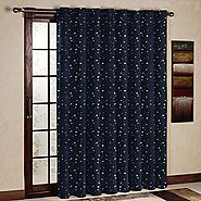 One(1) Panel Grommet Top Thermal Insulated Blackout Navy Stars kids Curtain Panels