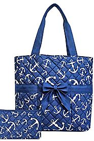 Anchor Nautical 3 Pc Diaper Tote Bag Set w/ Changing Pad Blue