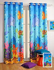 Water World Window Curtains - Set of 2 Curtain Panels for a Baby Nursery or Toddler or Kids Bedroom - 48" x 60" panel...