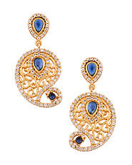 Splendid Earring Pair Studded With CZ Sparkles and Green Stones | Buy Designer & Fashion Earrings Online