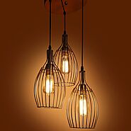 Rustic Metal Gold Finish Hanging Light - 3lp - Without Bulb ( One Pack Contains 2 Pieces )