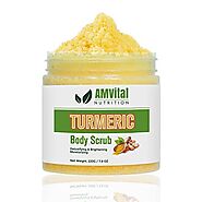 AMVital Turmeric Body Scrub - Handmade Natural Scrub For Face and Body - Natural Skincare Body Scrub For Women - Suit...