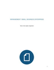 Management - Small Business Enterprise - Assignment Sample