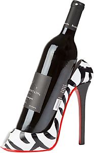 Zebra Print High Heel Wine Bottle Holder
