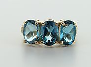 LADIES 14K YELLOW GOLD BLUE TOPAZ RING