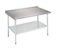 John Boos E Series Stainless Steel 430 Budget Work Table, Adjustable Undershelf, 1.5" Turn Up Rear Riser Top, Galvani...