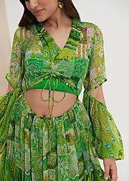 Rosaline | Cut-out Cotton Pleated Dress - Detales Fashion – DETALES
