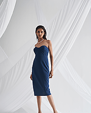 Saturday - Blue Bodycon Corset Tube Dress | Detales Fashion