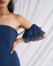 Buy Ariana Blue Bodycon Strapless Dress | Detales Fashion