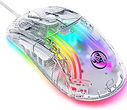 HXSJ Wired Gaming Mouse with Transparent Chroma