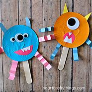 Cupcake Liner Monster Stick Puppets