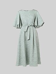 Shop Boat Neck Dress - Embossing Textured Design