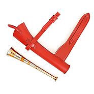 4-Band Fox Hunting Horn With Leather Case