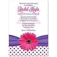 Bat Mitzvah Invitation | Polka Dot Daisy Pink Purple