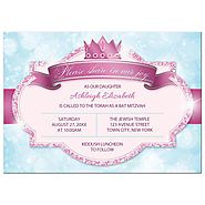 Bat Mitzvah Invitations - Royal Princess Pink Glitter Blue