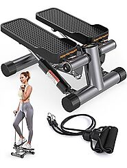Sportsroyals Stair Stepper for Exercise, Mini Steppers with Resistance Band, Hydraulic Fitness Stepper Exercise Home ...