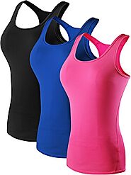 NELEUS Women's 3 Pack Compression Athletic Tank Top for Yoga Running,Black,Blue,Rose,EU S,US XS