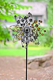 Wind & Weather Gold And Silver Dots Metal Wind Spinner