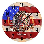 Flag Firefighter Wall Clocks