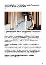 Enrol in a College that Will Allow you to Pursue Your Interest in Mass Communication