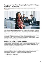 Navigating Your Path: Choosing the Top MCA Colleges in Raipur, Chhattisgarh