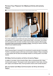 Pursue Your Passion for Media at Amity University Raipur