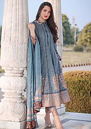 Knee length Frock in Grayish Blue