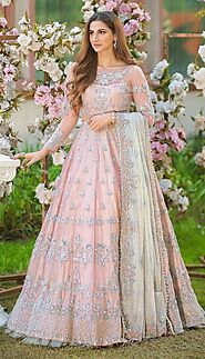 Pink Peach Partywear lehenga