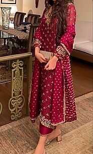 Red Partwear beadwork long Shirt