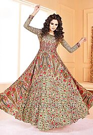 Green Embroidered Maxi to wear in Parties