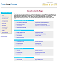 Java For Beginners - Contents Page