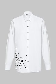 Button Deformation Shirt | Black Button-Up Shirt at Kkoncept