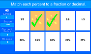 Matching Percent With Fractions or Decmials
