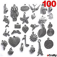 eCrafty EC-5655 100-Piece Silver Pewter Charms Pendants Mega Mix DIY for Jewelry Making and Crafting