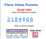 FunBrain - Place Value Puzzler